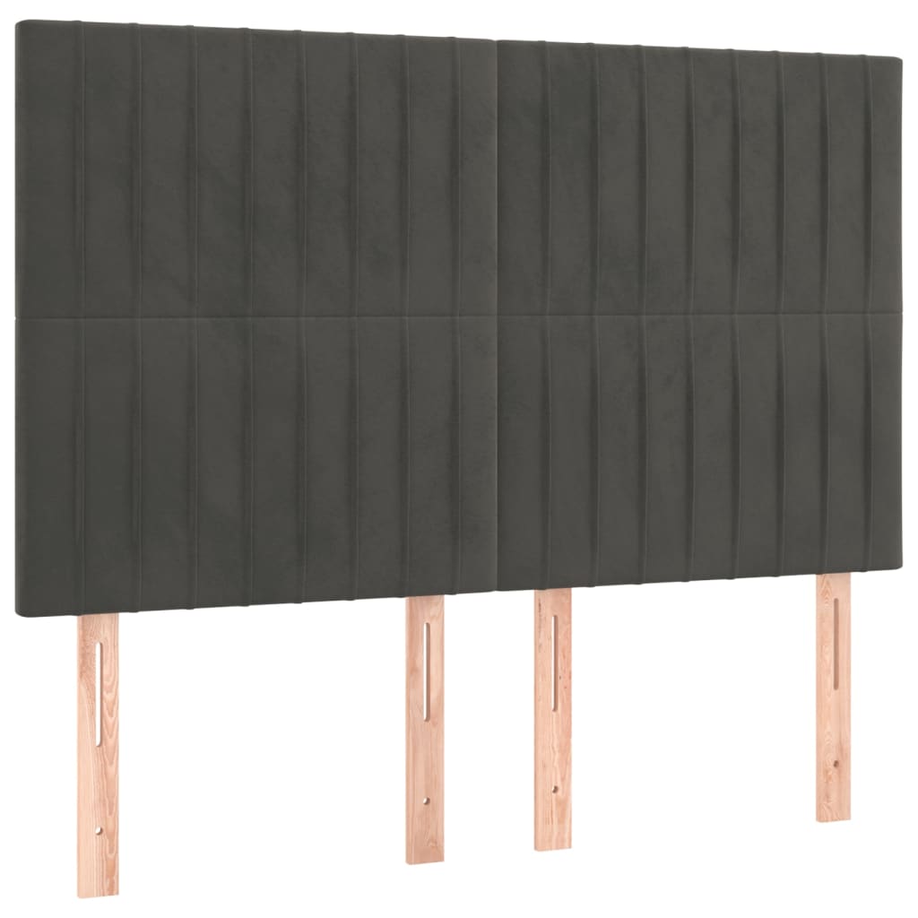 vidaXL Cabeceros 4 unidades terciopelo gris oscuro 72x5x78/88 cm