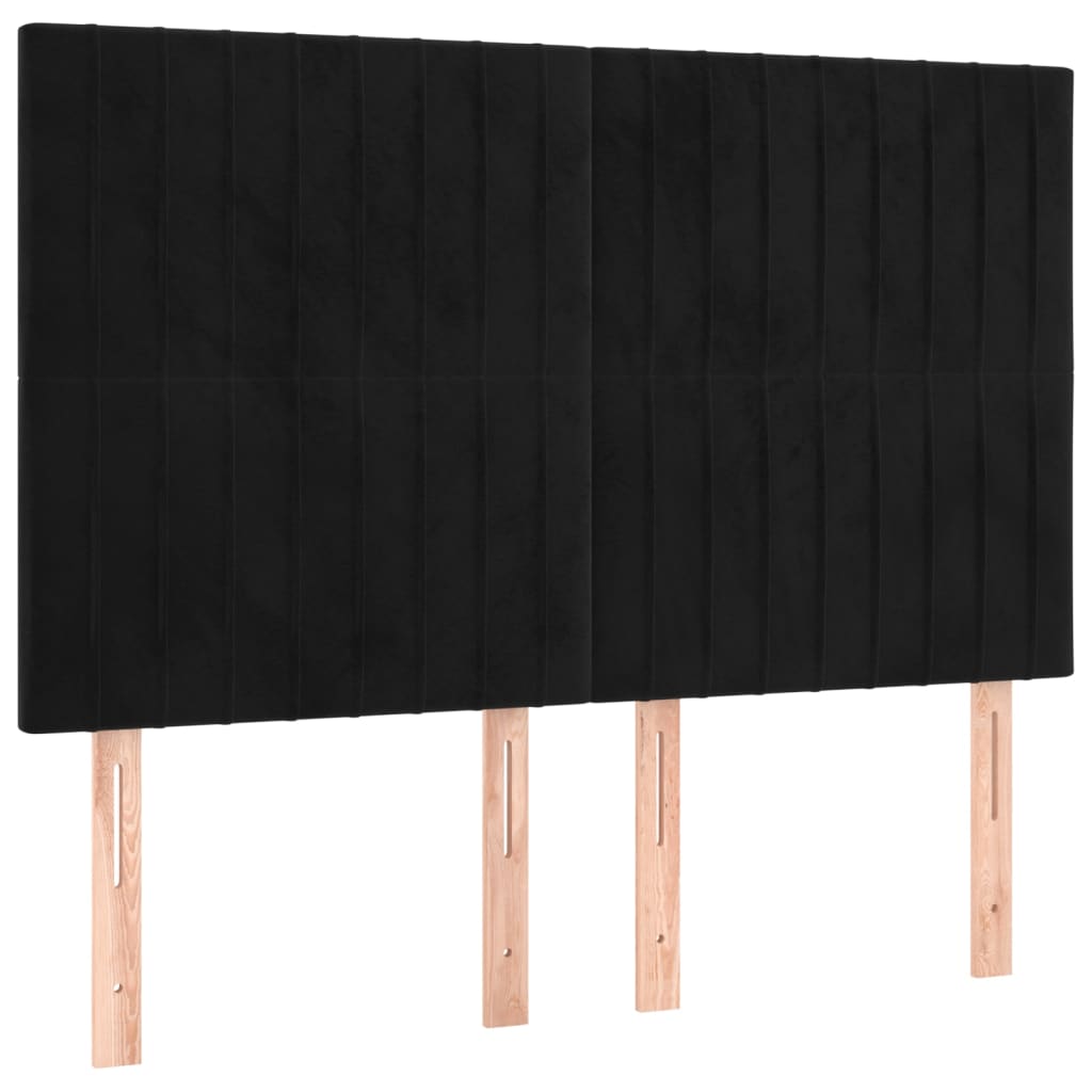 vidaXL Cabeceros 4 unidades terciopelo negro 72x5x78/88 cm