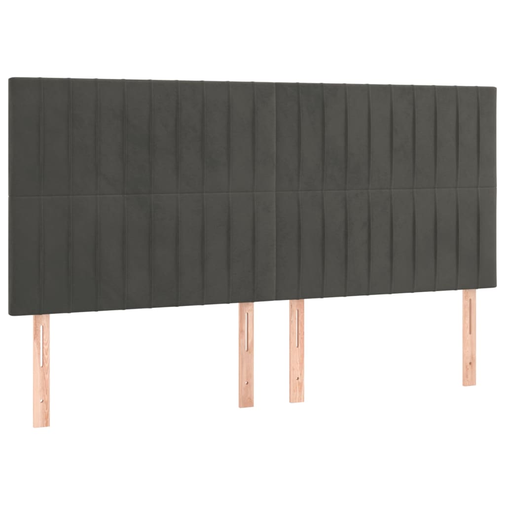 vidaXL Cabeceros 4 unidades de terciopelo gris oscuro 90x5x78/88 cm