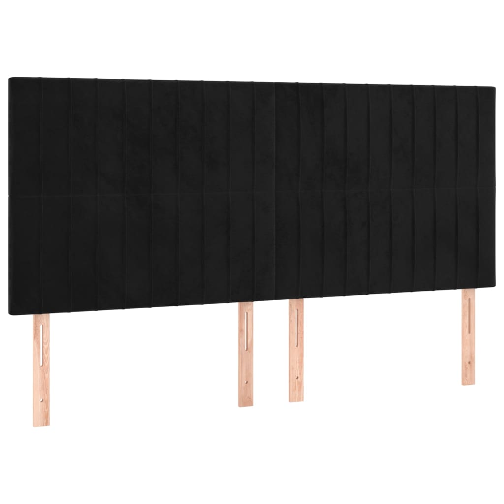 vidaXL Cabeceros 4 unidades de terciopelo negro 100x5x78/88 cm