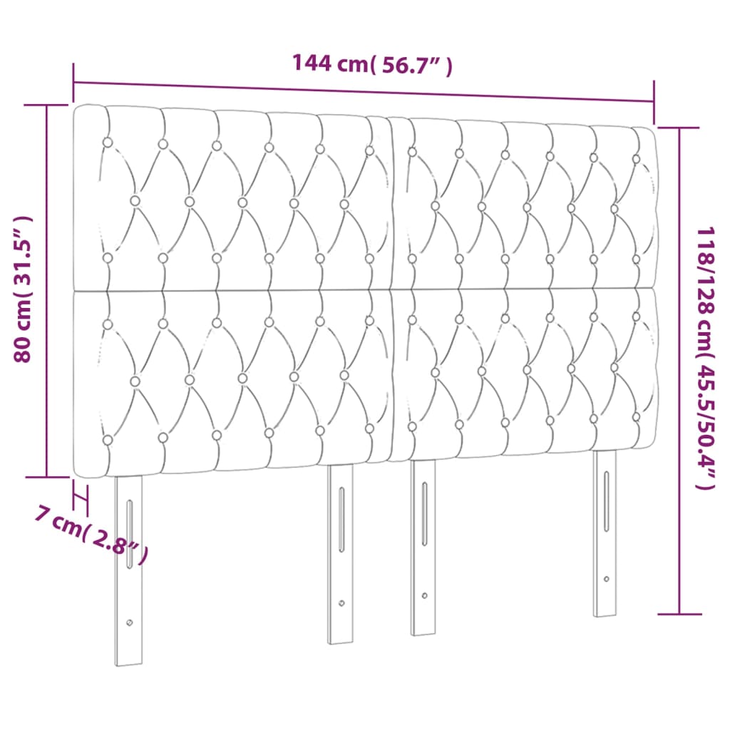 vidaXL Cabeceros 4 unidades tela marrón oscuro 72x7x78/88 cm