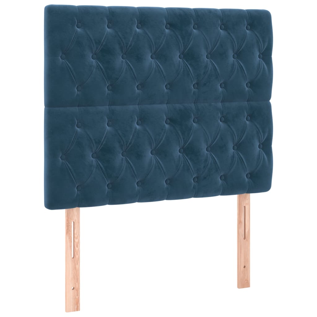 vidaXL Cabeceros 2 unidades de terciopelo azul oscuro 90x7x78/88 cm