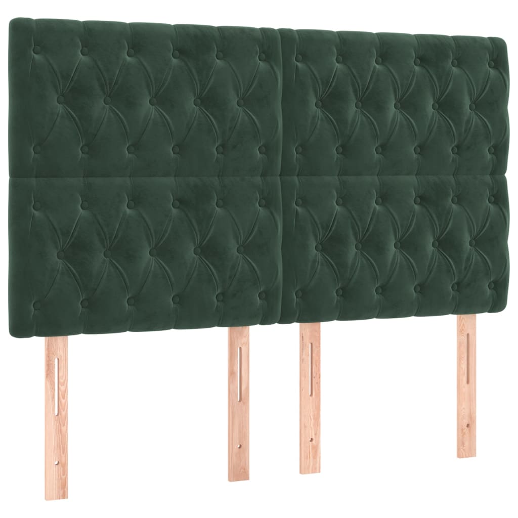 vidaXL Cabeceros 4 unidades de terciopelo verde oscuro 72x7x78/88 cm