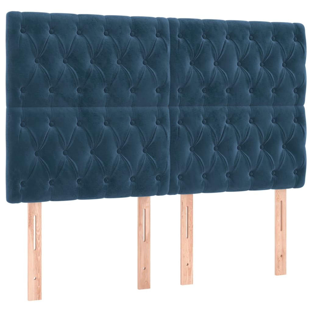 vidaXL Cabeceros 4 unidades terciopelo azul oscuro 72x7x78/88 cm