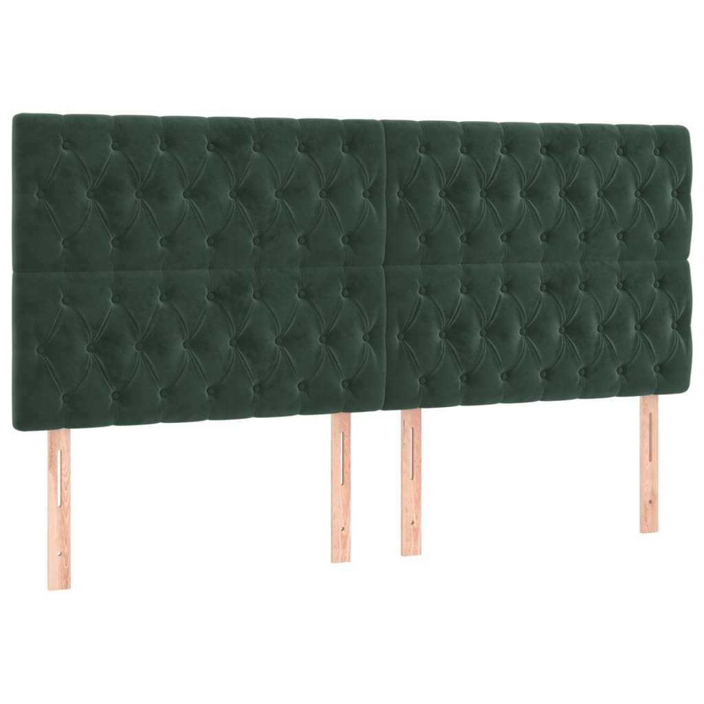 vidaXL Cabeceros 4 unidades de terciopelo verde oscuro 90x7x78/88 cm