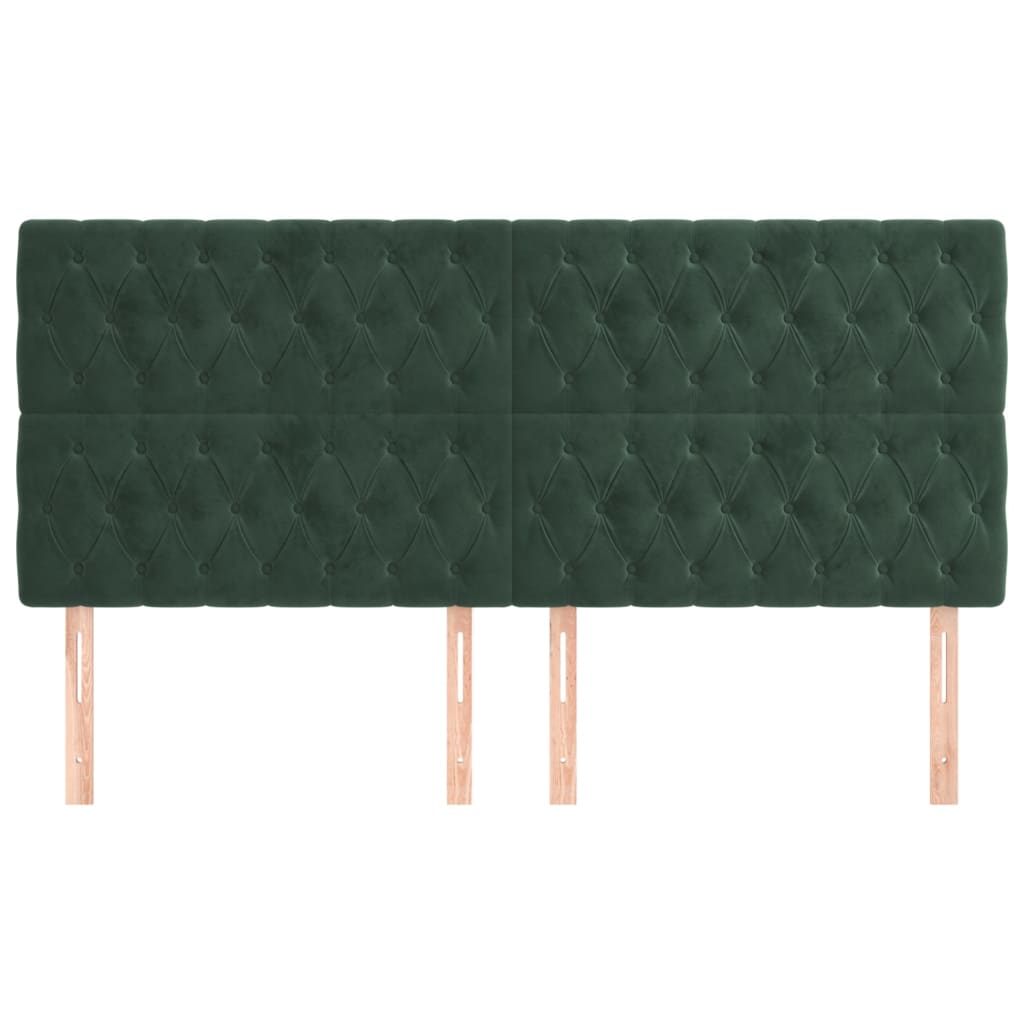 vidaXL Cabeceros 4 unidades de terciopelo verde oscuro 90x7x78/88 cm