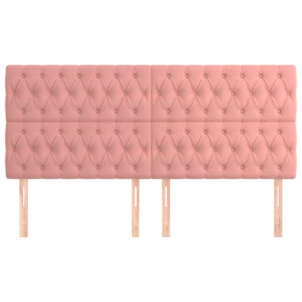 vidaXL Cabeceros 4 unidades de terciopelo rosa 90x7x78/88 cm