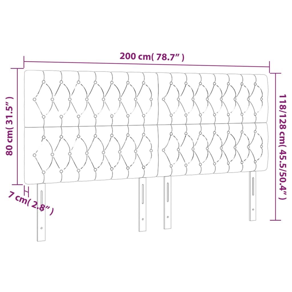 vidaXL Cabeceros 4 unidades de terciopelo negro 100x7x78/88 cm