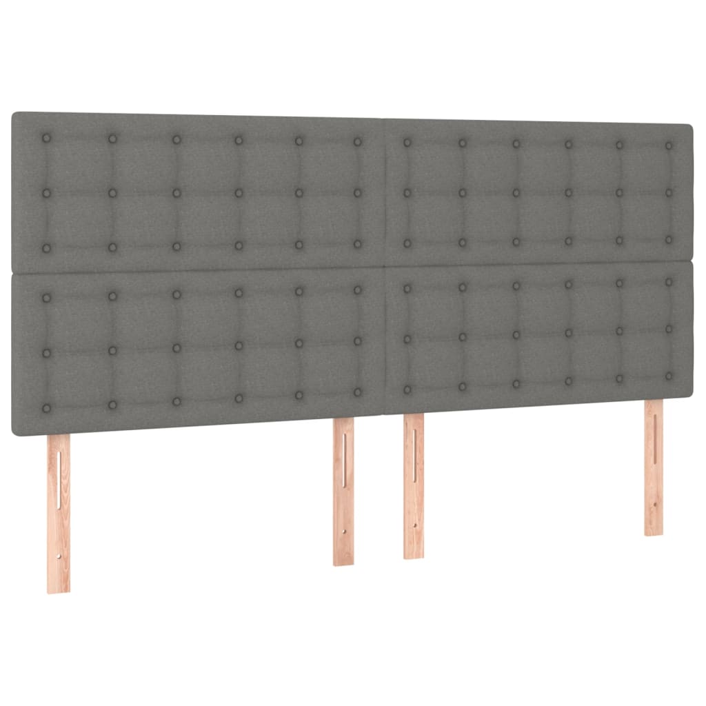 vidaXL Cabeceros 4 unidades de tela gris oscuro 90x5x78/88 cm