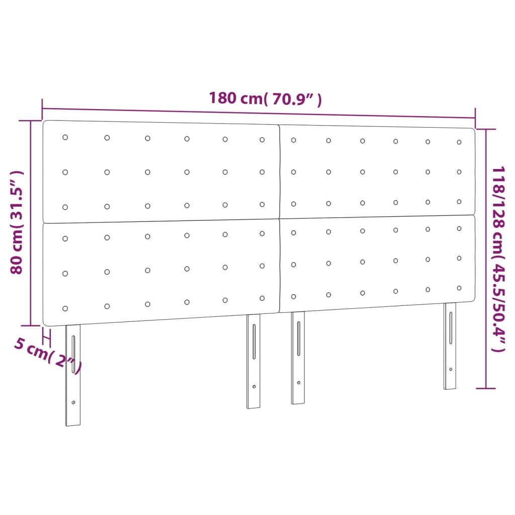 vidaXL Cabeceros 4 unidades de tela gris taupe 90x5x78/88 cm