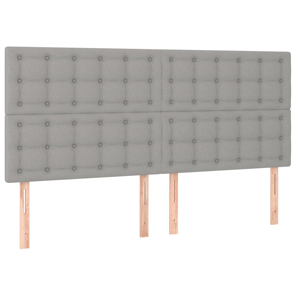 vidaXL Cabeceros 4 unidades de tela gris claro 100x5x78/88 cm