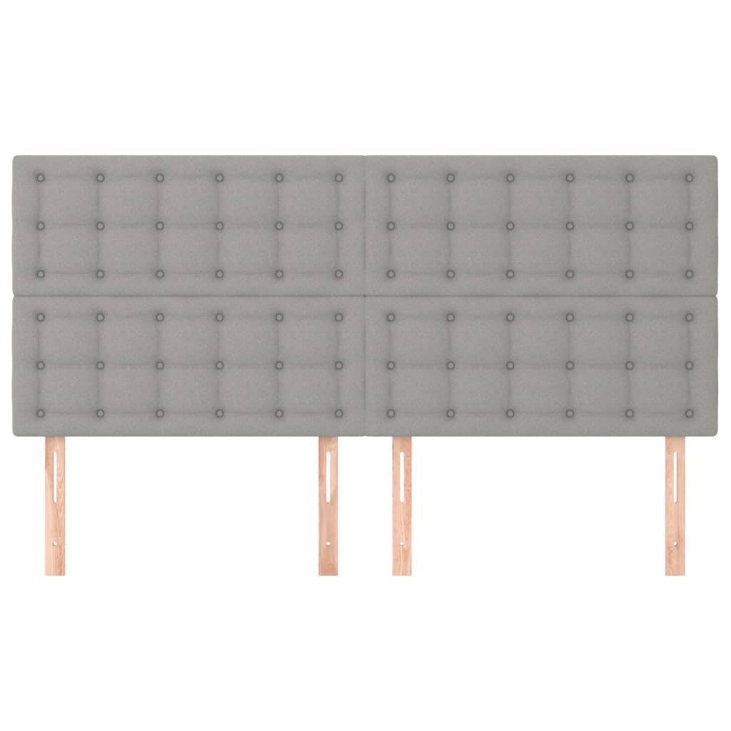 vidaXL Cabeceros 4 unidades de tela gris claro 100x5x78/88 cm