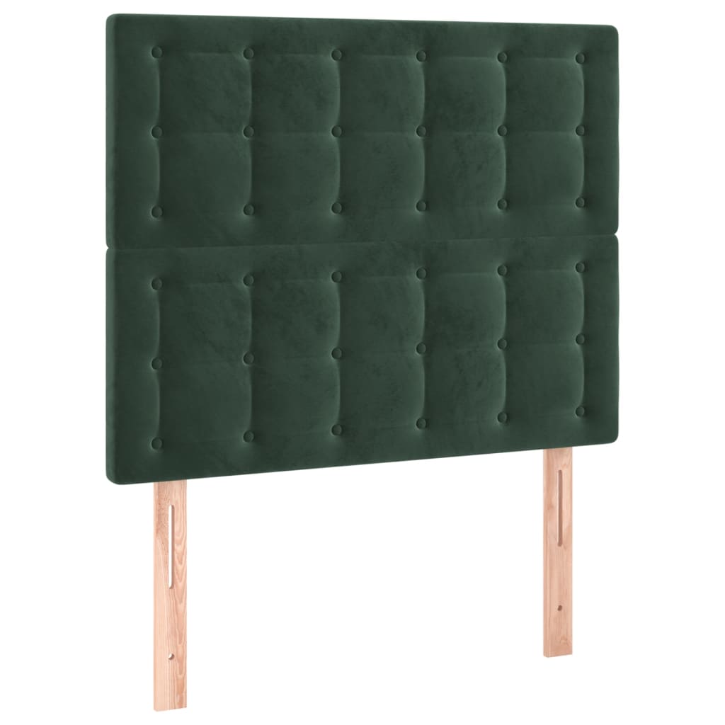 vidaXL Cabeceros 2 unidades de terciopelo verde oscuro 90x5x78/88 cm