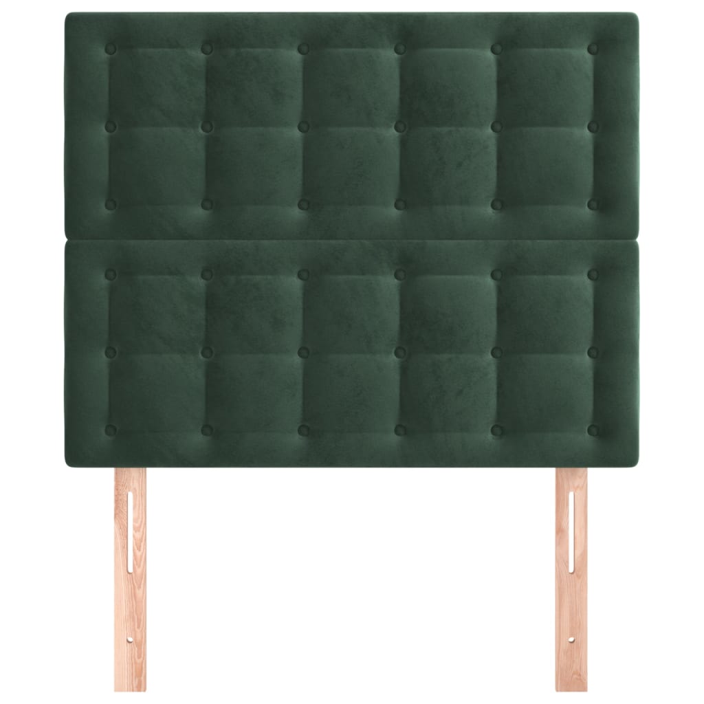 vidaXL Cabeceros 2 unidades de terciopelo verde oscuro 90x5x78/88 cm