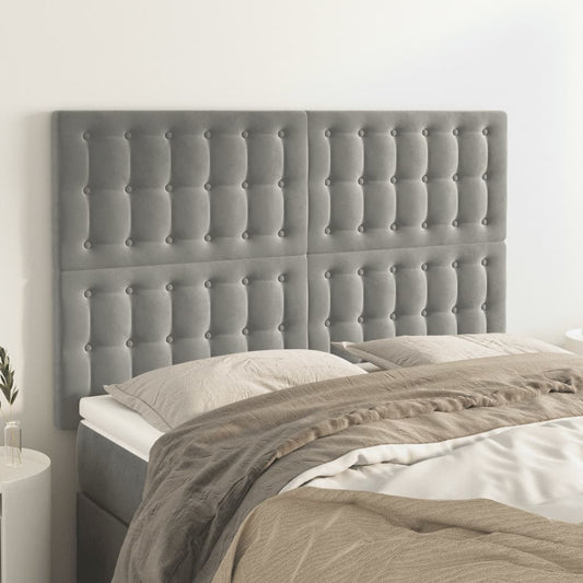 vidaXL Cabeceros 4 unidades terciopelo gris claro 72x5x78/88 cm