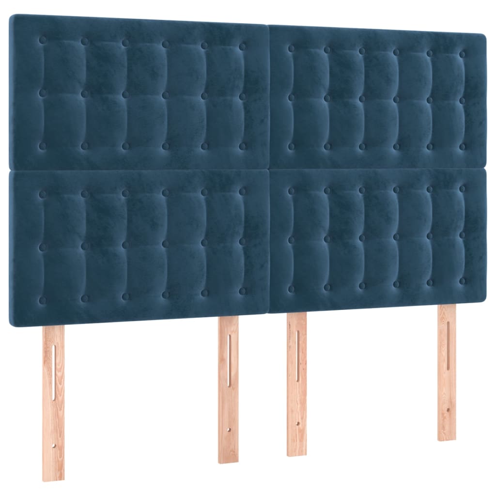 vidaXL Cabeceros 4 unidades terciopelo azul oscuro 72x5x78/88 cm