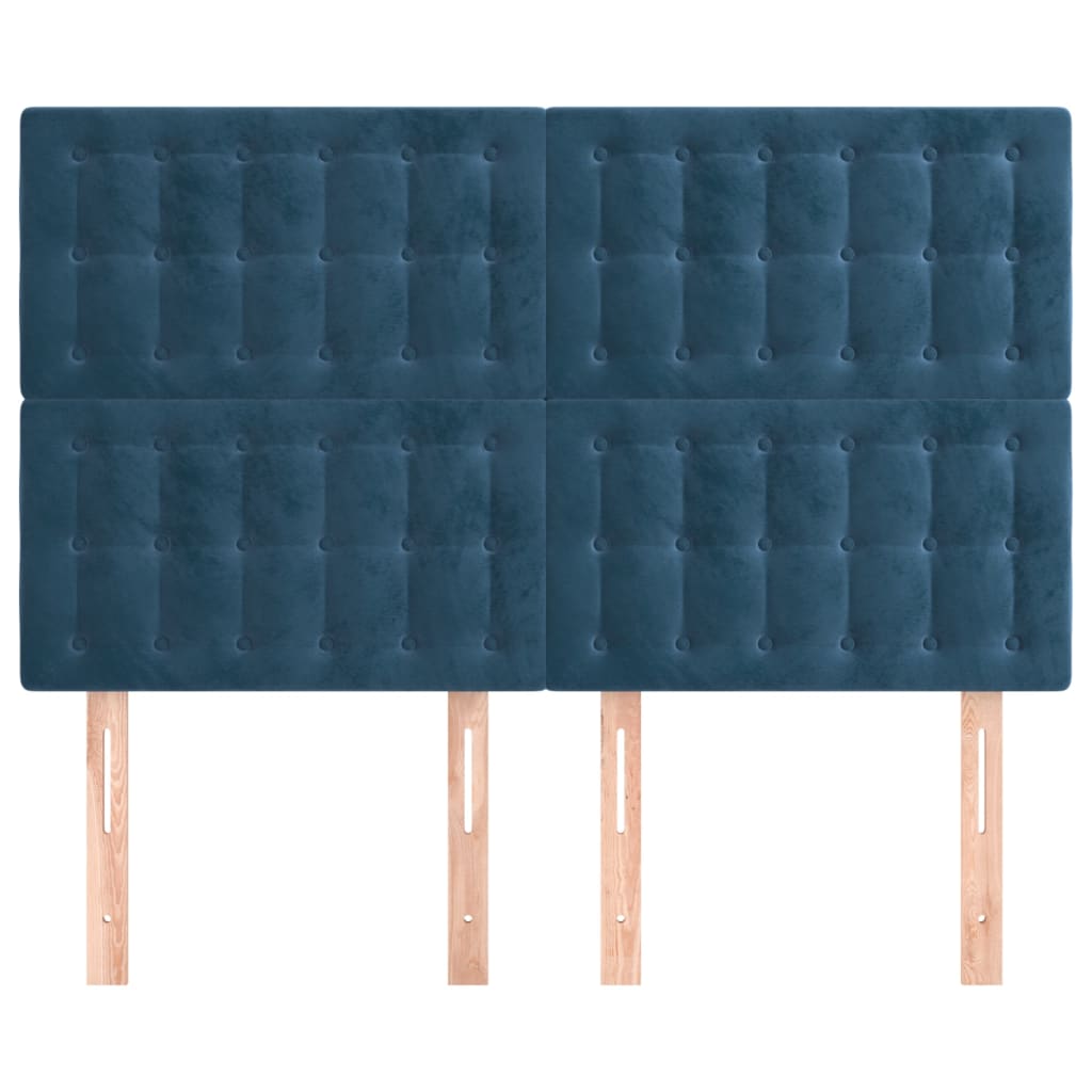 vidaXL Cabeceros 4 unidades terciopelo azul oscuro 72x5x78/88 cm