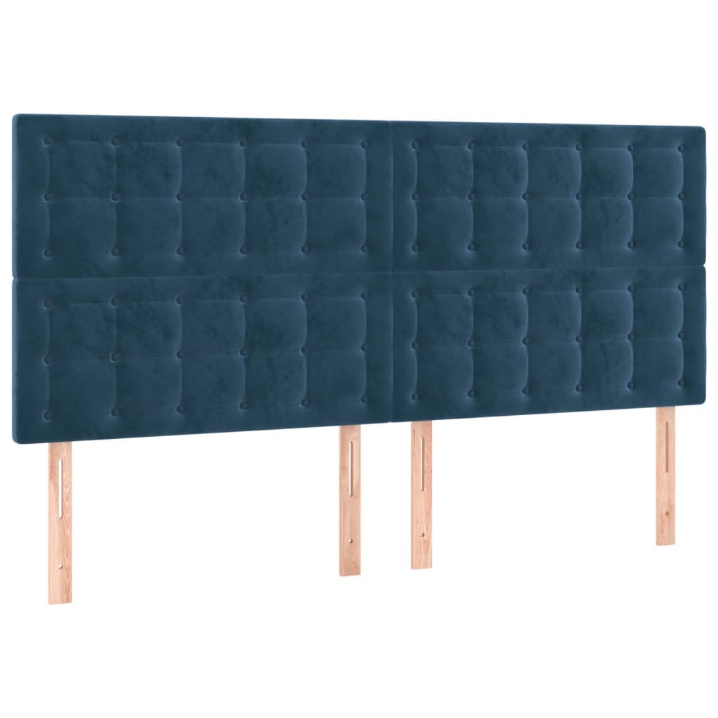 vidaXL Cabeceros 4 unidades de terciopelo azul oscuro 90x5x78/88 cm