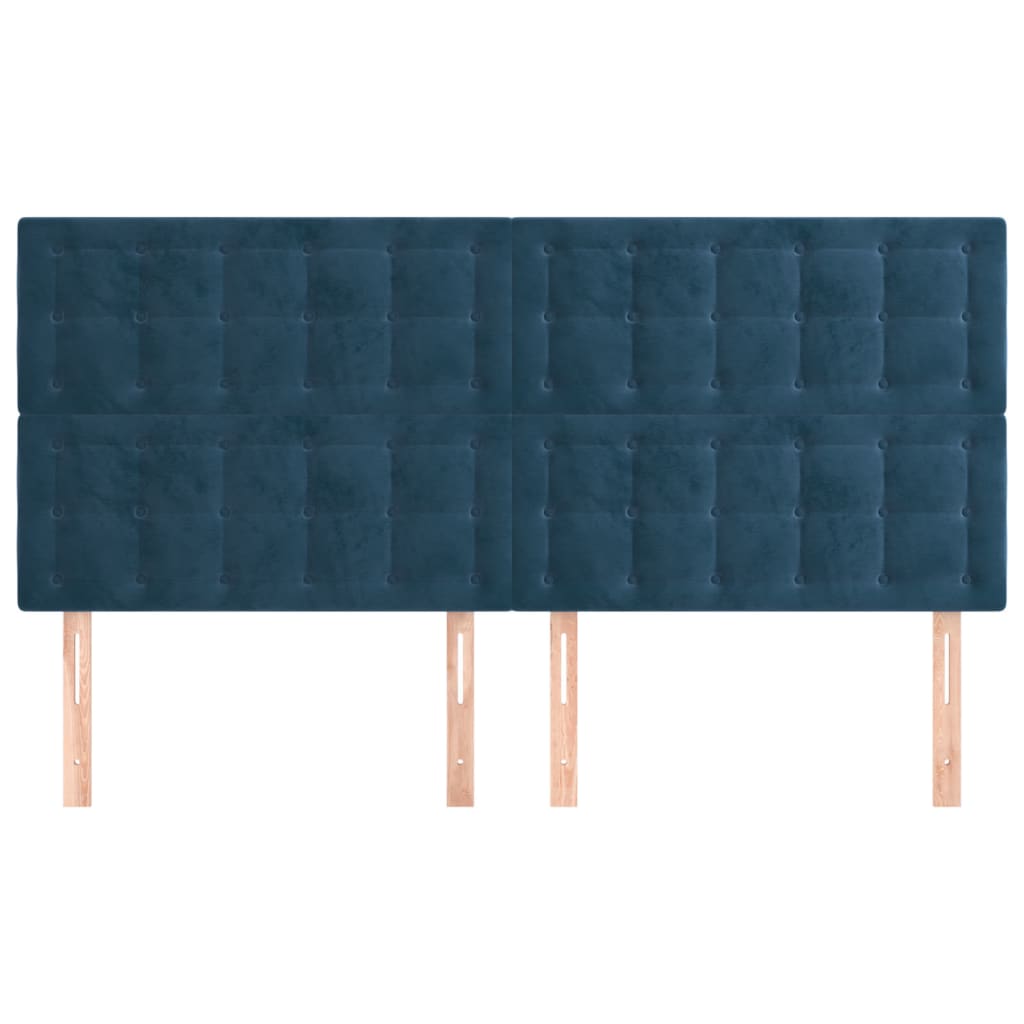 vidaXL Cabeceros 4 unidades de terciopelo azul oscuro 90x5x78/88 cm