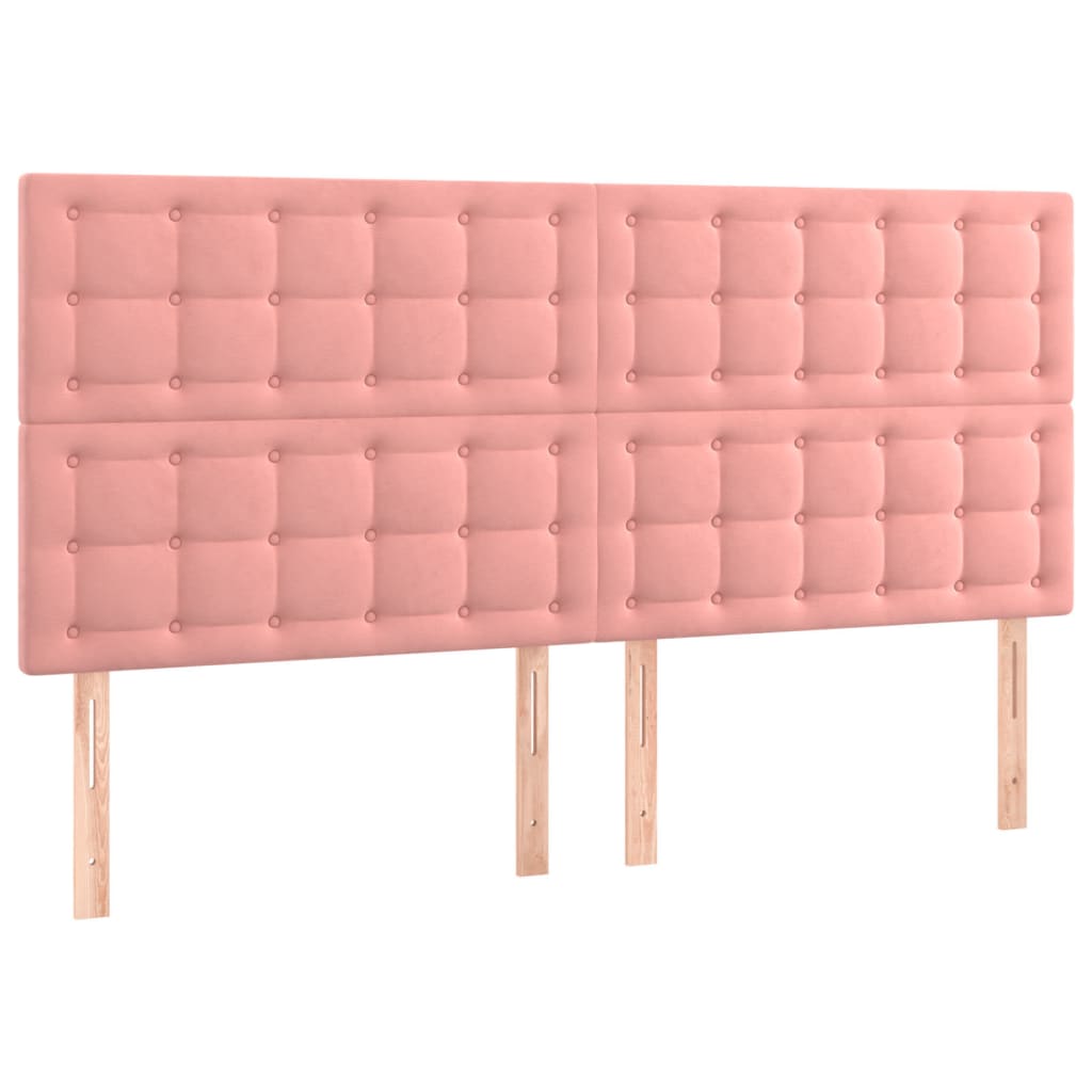 vidaXL Cabeceros 4 unidades de terciopelo rosa 100x5x78/88 cm