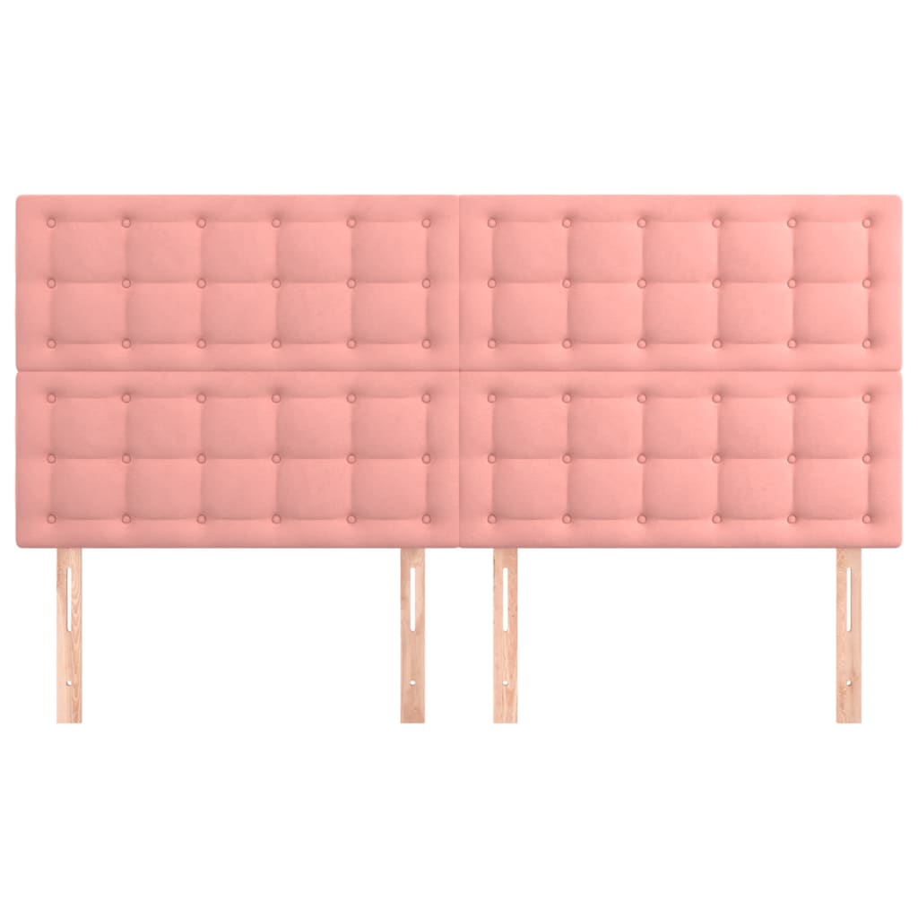 vidaXL Cabeceros 4 unidades de terciopelo rosa 100x5x78/88 cm