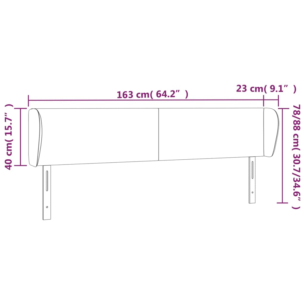 vidaXL Cabecero de tela color crema 163x23x78/88 cm