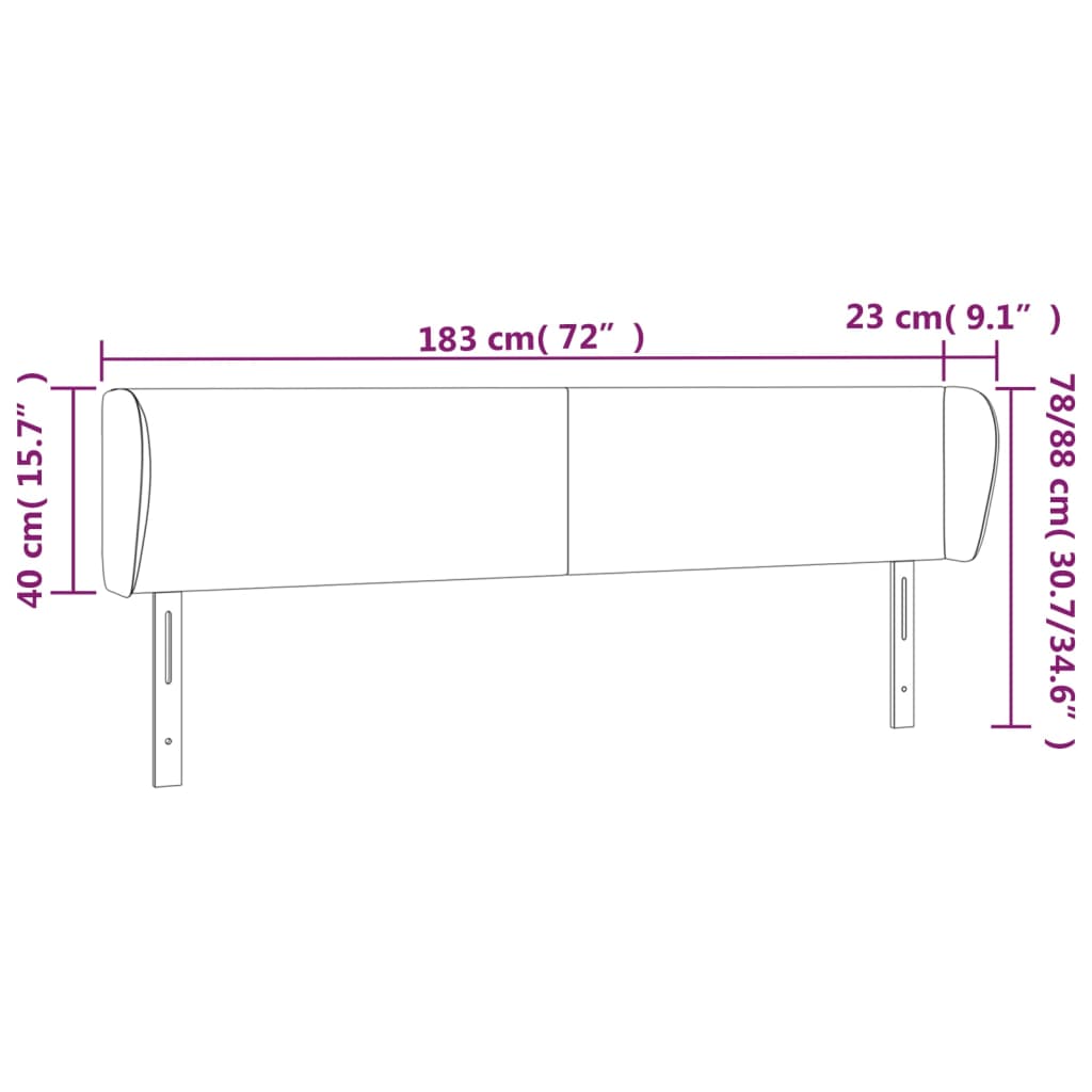 vidaXL Cabecero de tela negro 183x23x78/88 cm