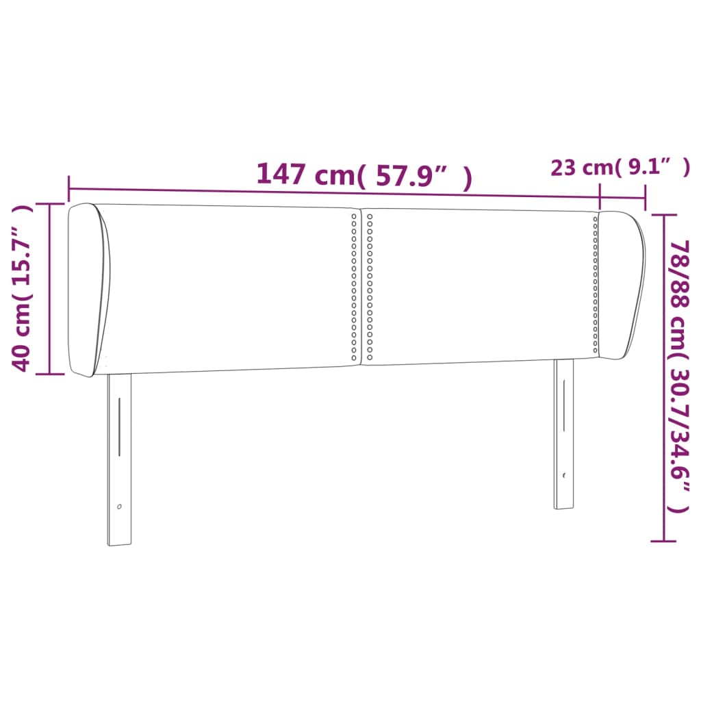 vidaXL Cabecero de tela negro 147x23x78/88 cm