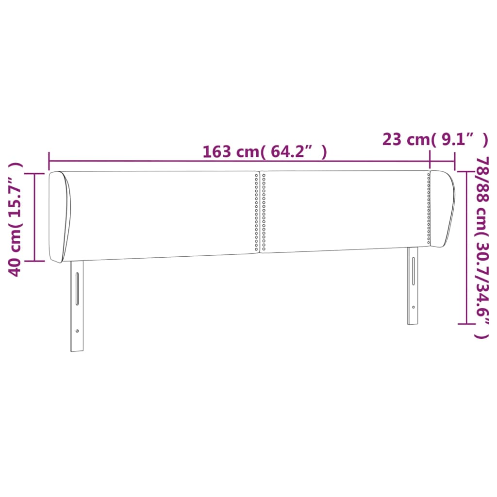 vidaXL Cabecero de tela negro 163x23x78/88 cm