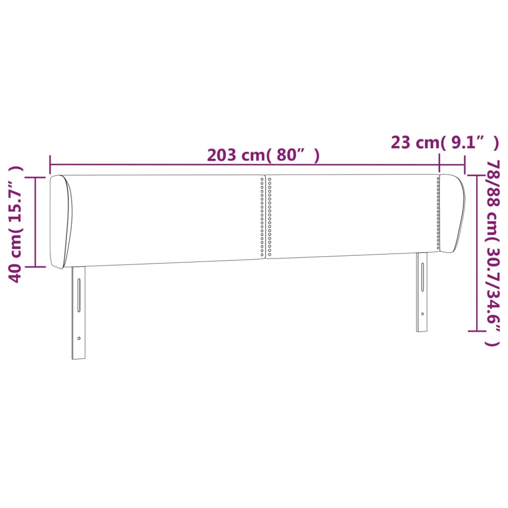 vidaXL Cabecero de tela gris oscuro 203x23x78/88 cm