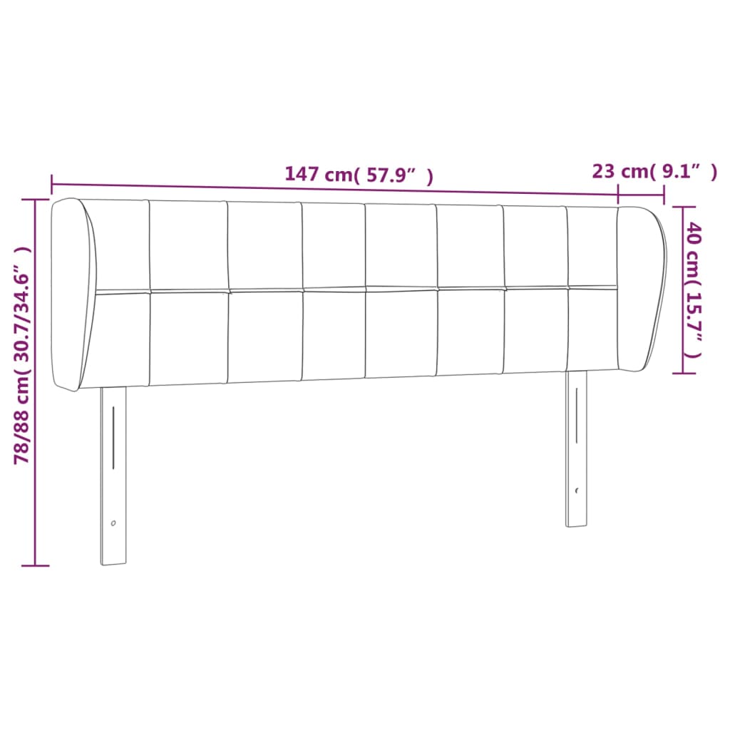 vidaXL Cabecero de tela negro 147x23x78/88 cm