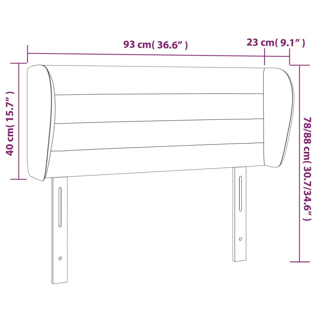 vidaXL Cabecero de tela negro 93x23x78/88 cm