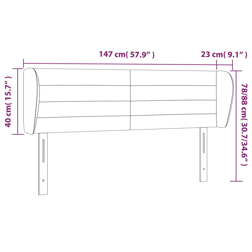 vidaXL Cabecero de tela color crema 147x23x78/88 cm