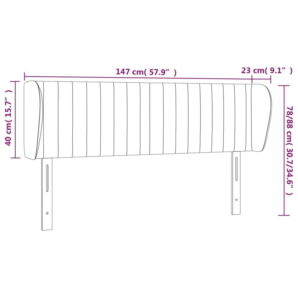 vidaXL Cabecero de tela color crema 147x23x78/88 cm