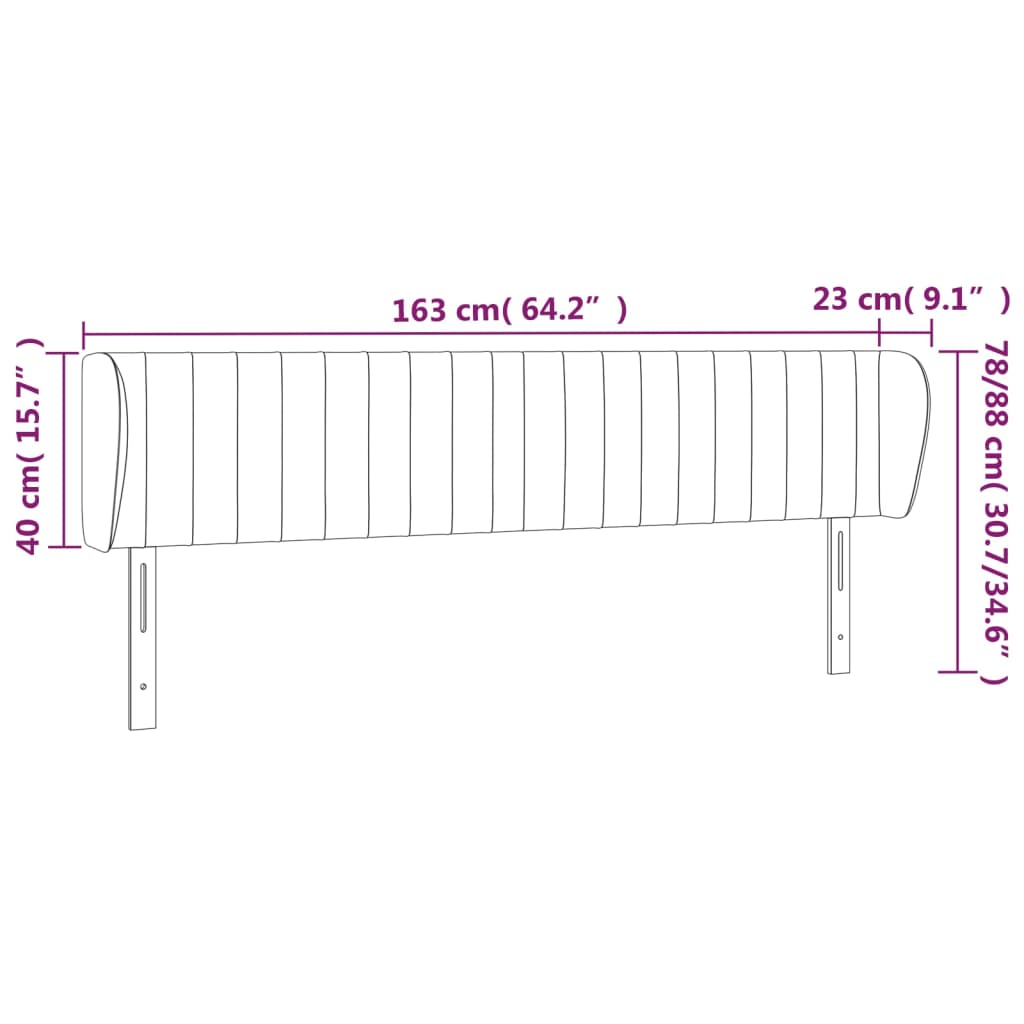 vidaXL Cabecero de tela color crema 163x23x78/88 cm