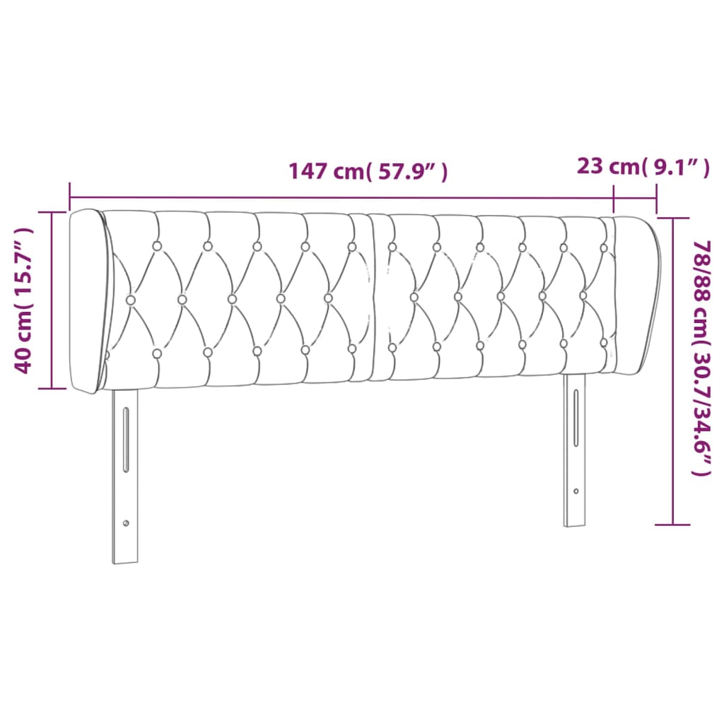 vidaXL Cabecero de tela color crema 147x23x78/88 cm