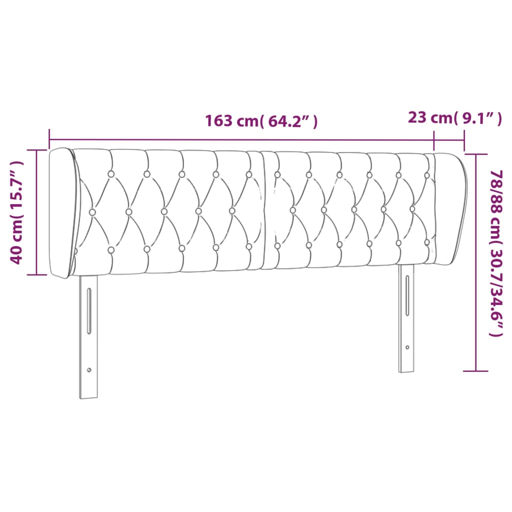 vidaXL Cabecero de tela negro 163x23x78/88 cm