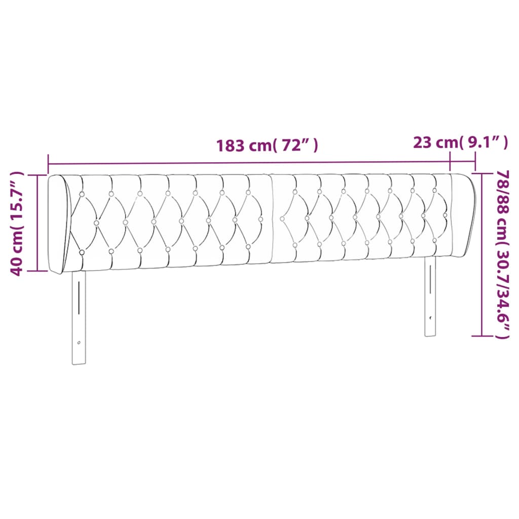 vidaXL Cabecero de tela color crema 183x23x78/88 cm