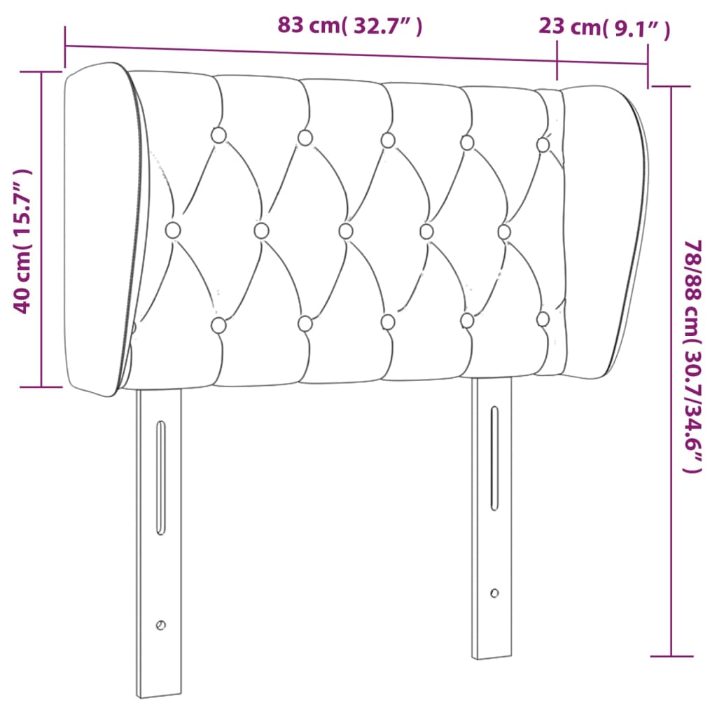 vidaXL Cabecero de terciopelo negro 83x23x78/88 cm