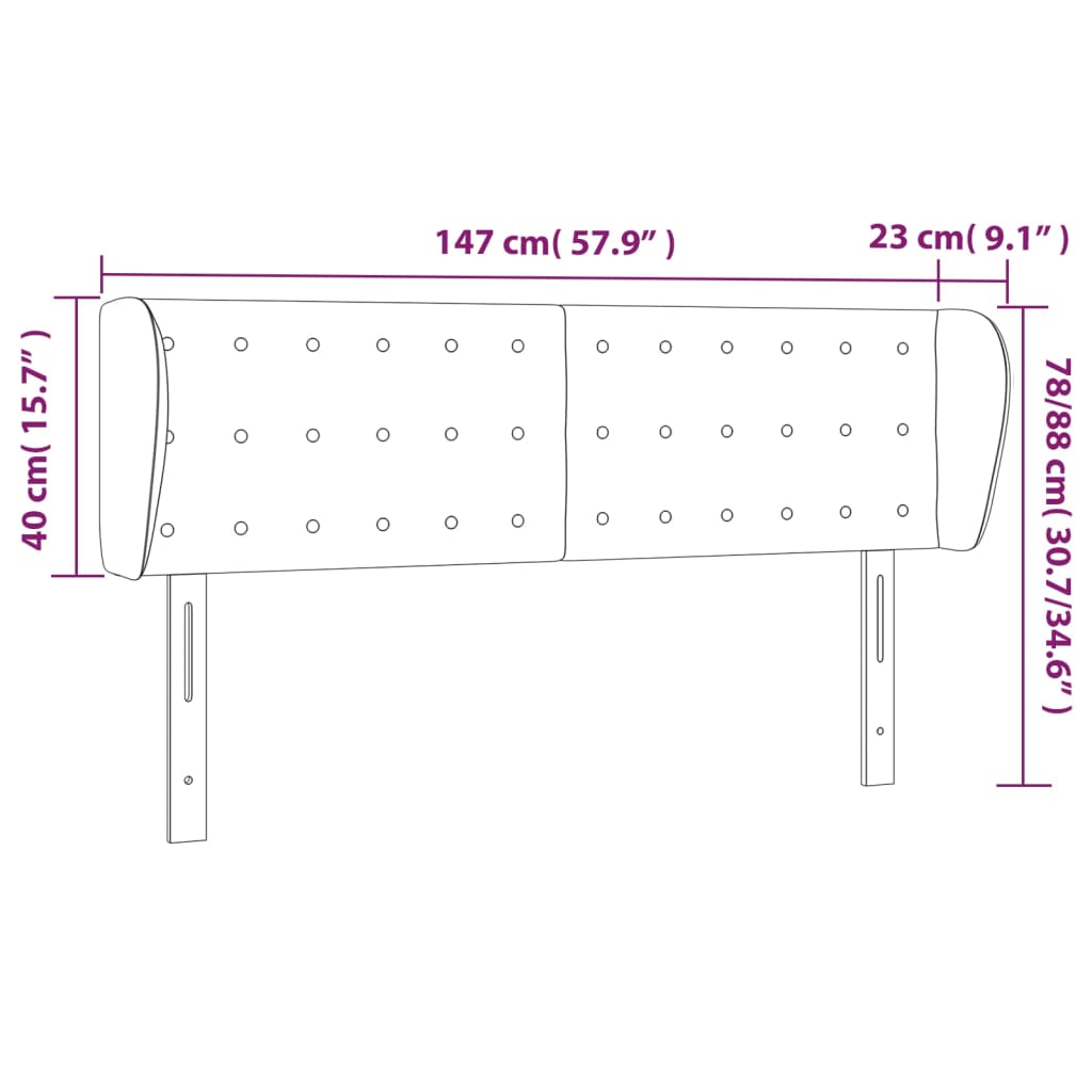 vidaXL Cabecero de tela negro 147x23x78/88 cm