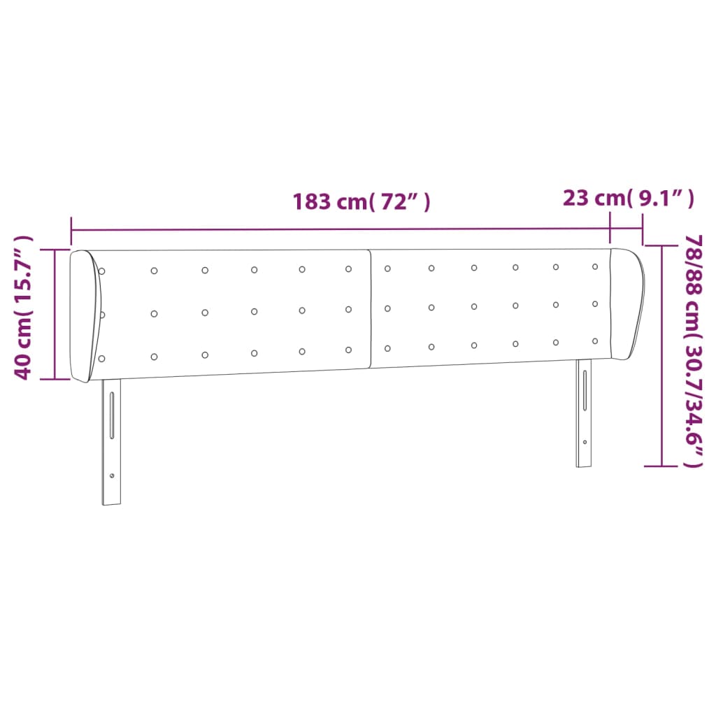 vidaXL Cabecero de tela gris claro 183x23x78/88 cm