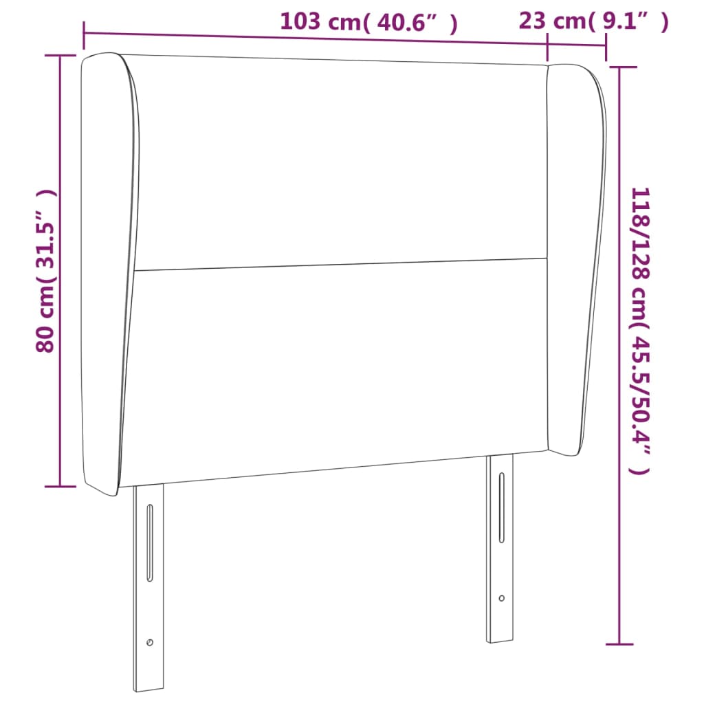 vidaXL Cabecero con orejas de tela negro 103x23x118/128 cm