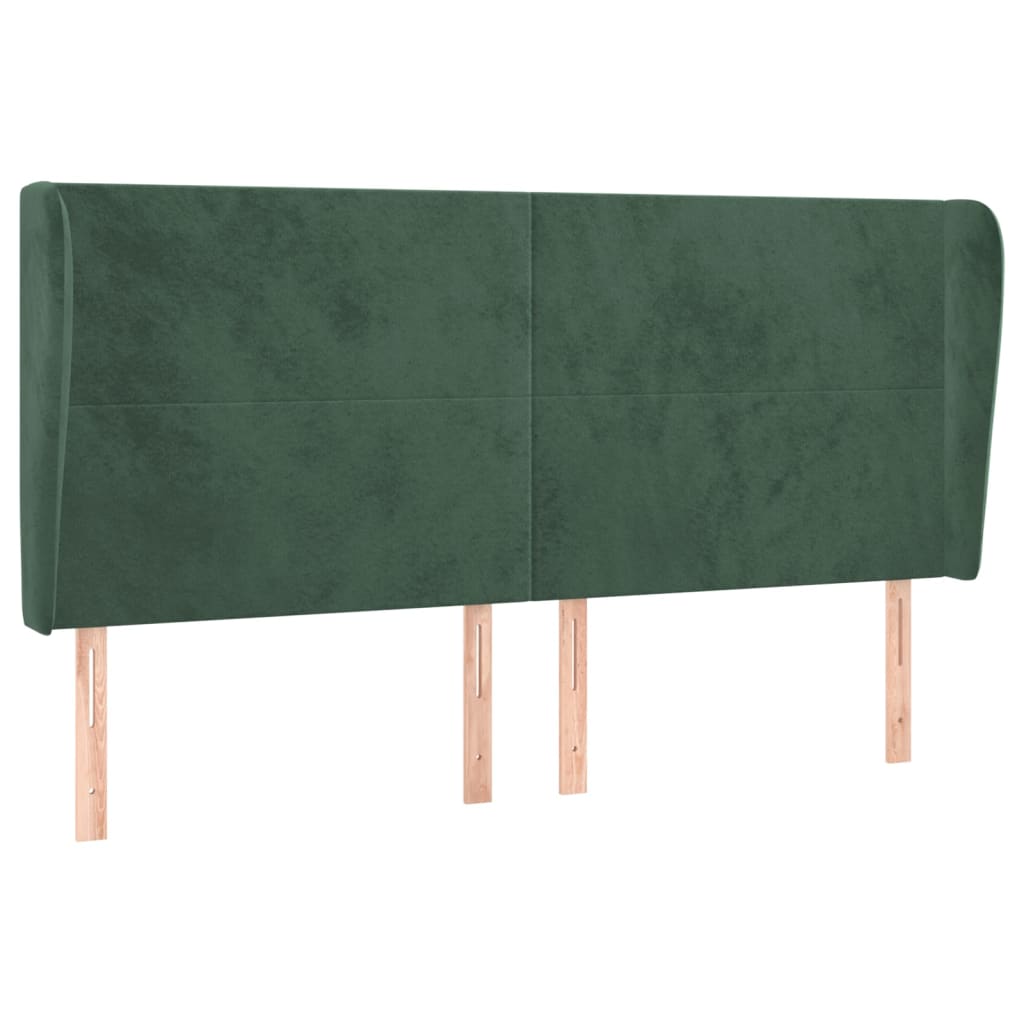 vidaXL Cabecero con orejas de terciopelo verde oscuro 183x23x118/128cm