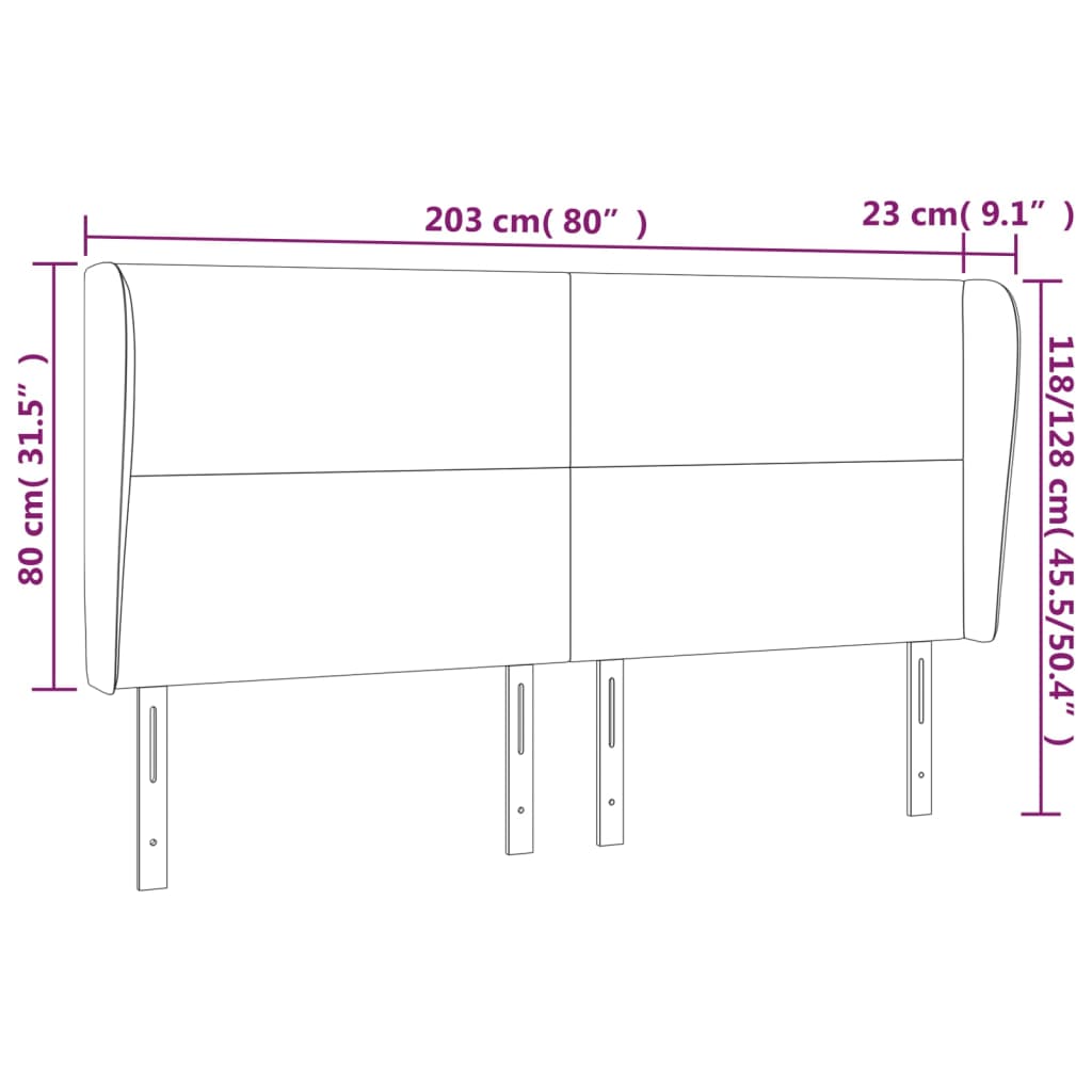 vidaXL Cabecero con orejas de terciopelo rosa 203x23x118/128 cm