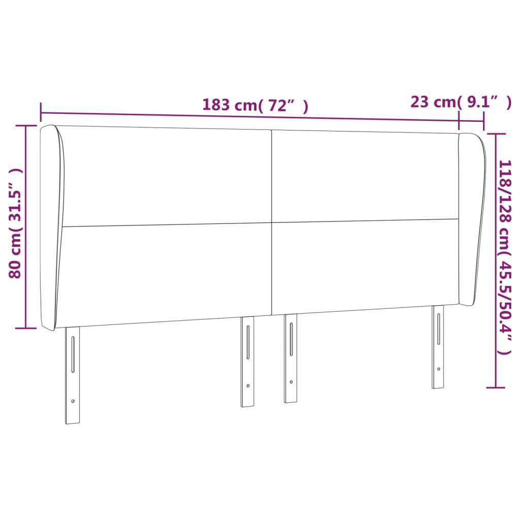 vidaXL Cabecero con orejas cuero sintético blanco 183x23x118/128cm