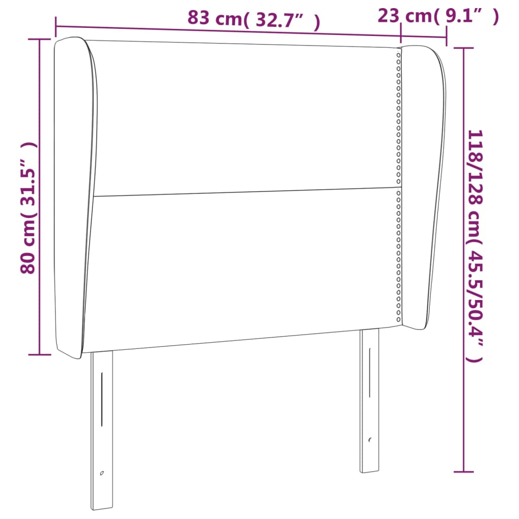 vidaXL Cabecero con orejas de tela gris oscuro 83x23x118/128 cm