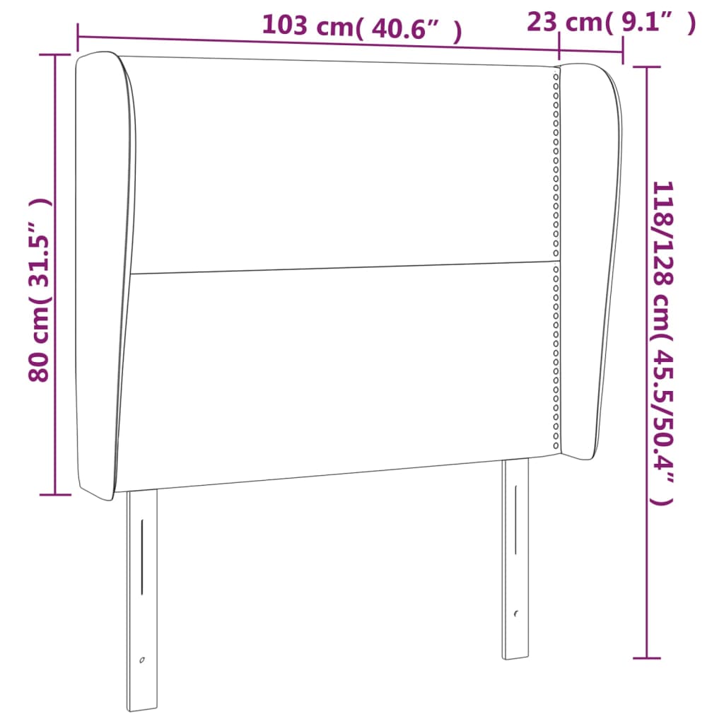 vidaXL Cabecero con orejas de tela negro 103x23x118/128 cm