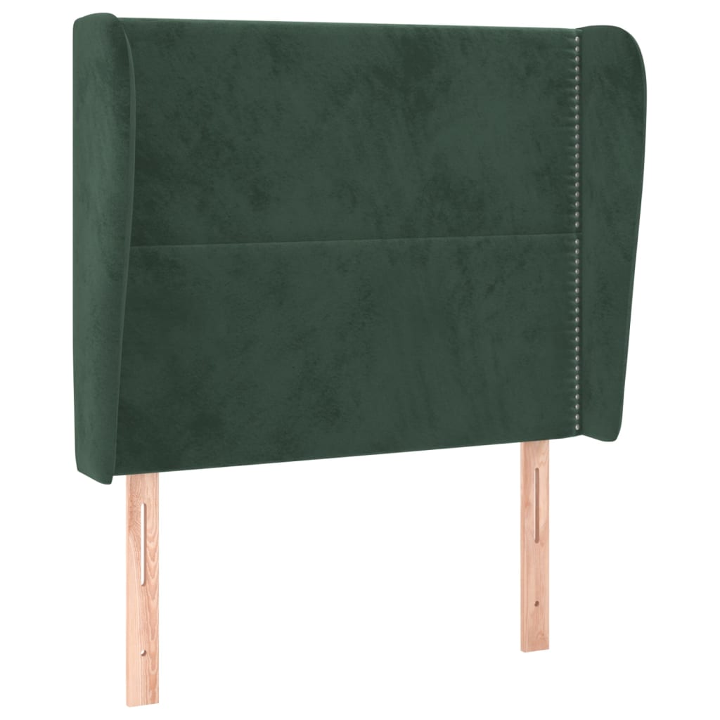 vidaXL Cabecero con orejas de terciopelo verde oscuro 93x23x118/128 cm