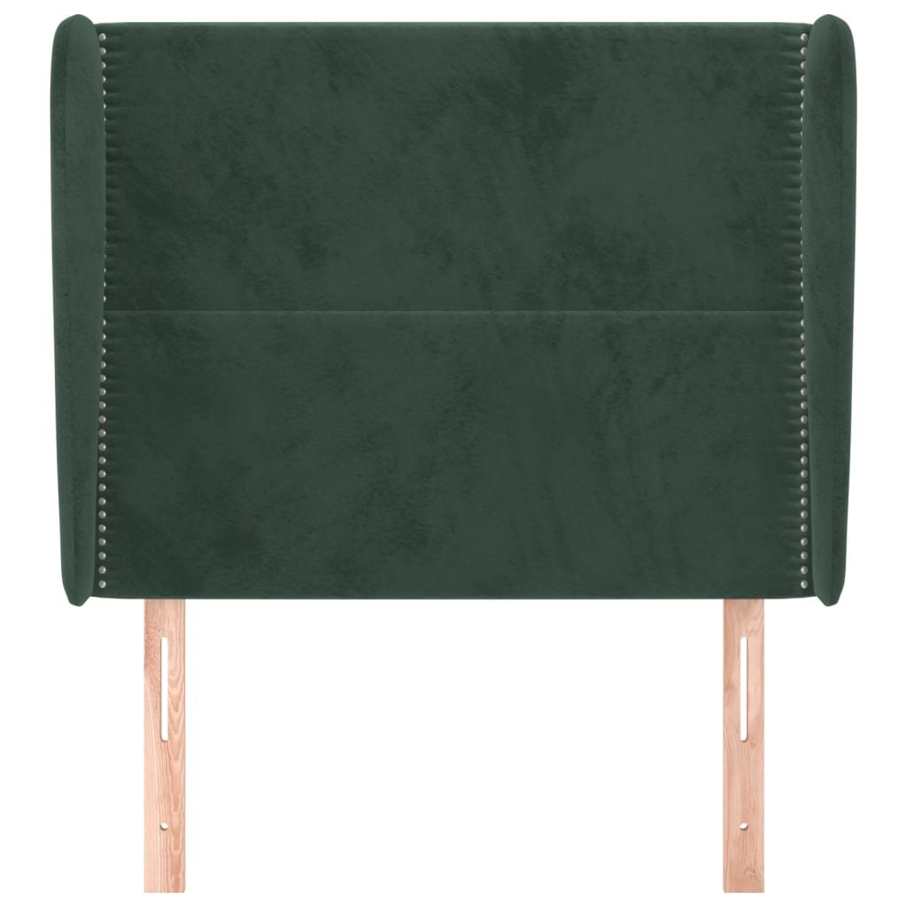 vidaXL Cabecero con orejas de terciopelo verde oscuro 93x23x118/128 cm