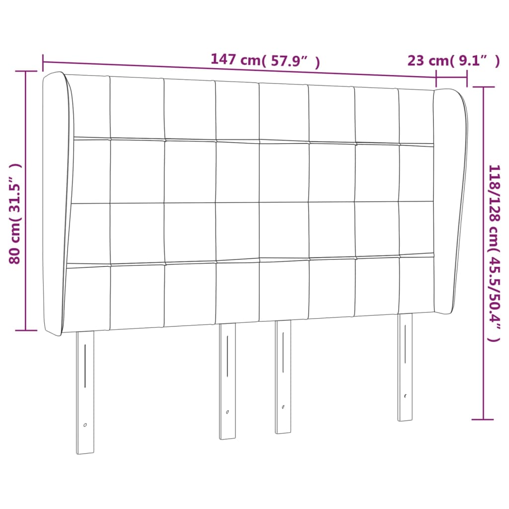 vidaXL Cabecero con orejas de terciopelo rosa 147x23x118/128 cm